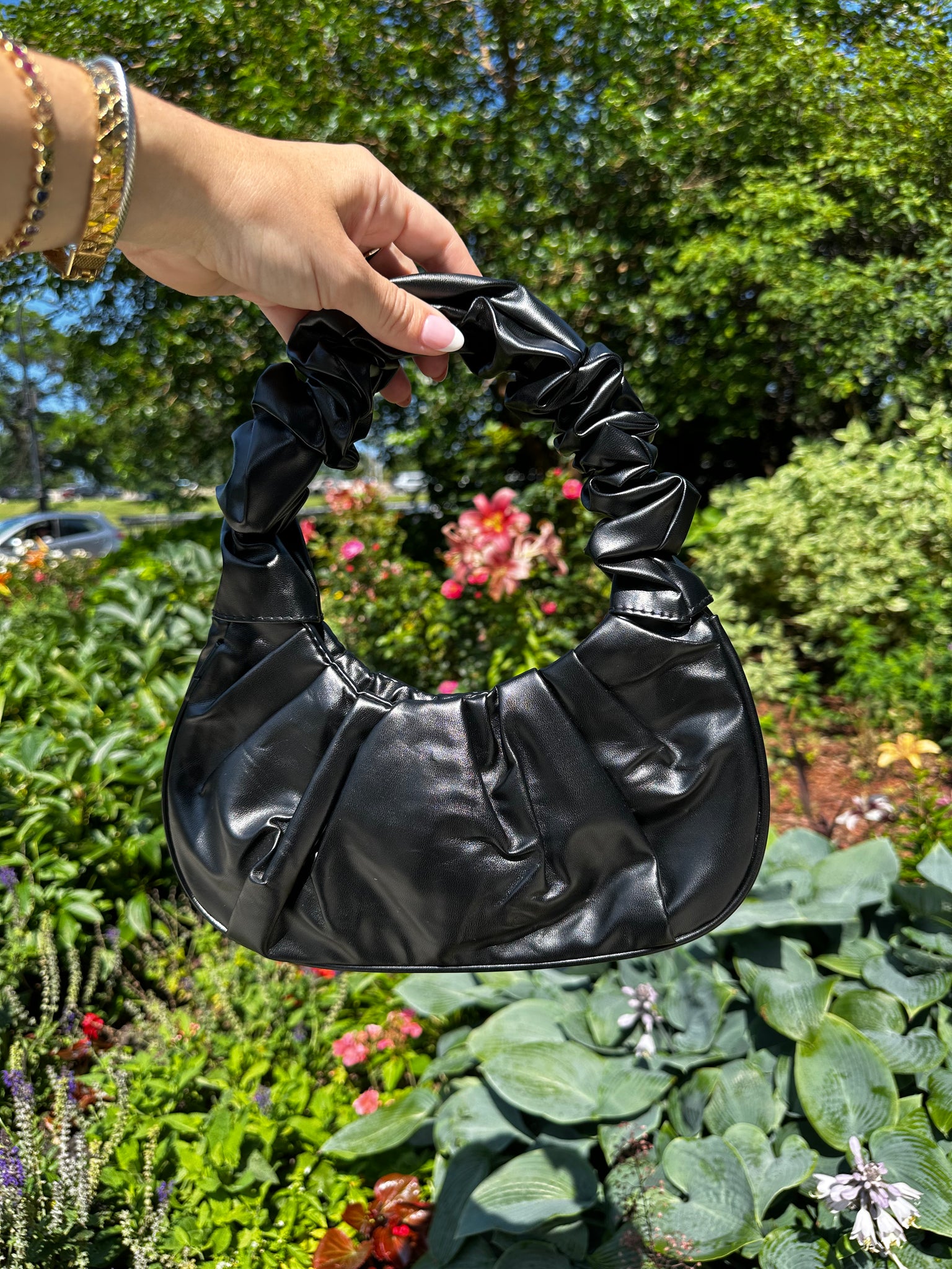 Scrunchy Black Shoulder Bag