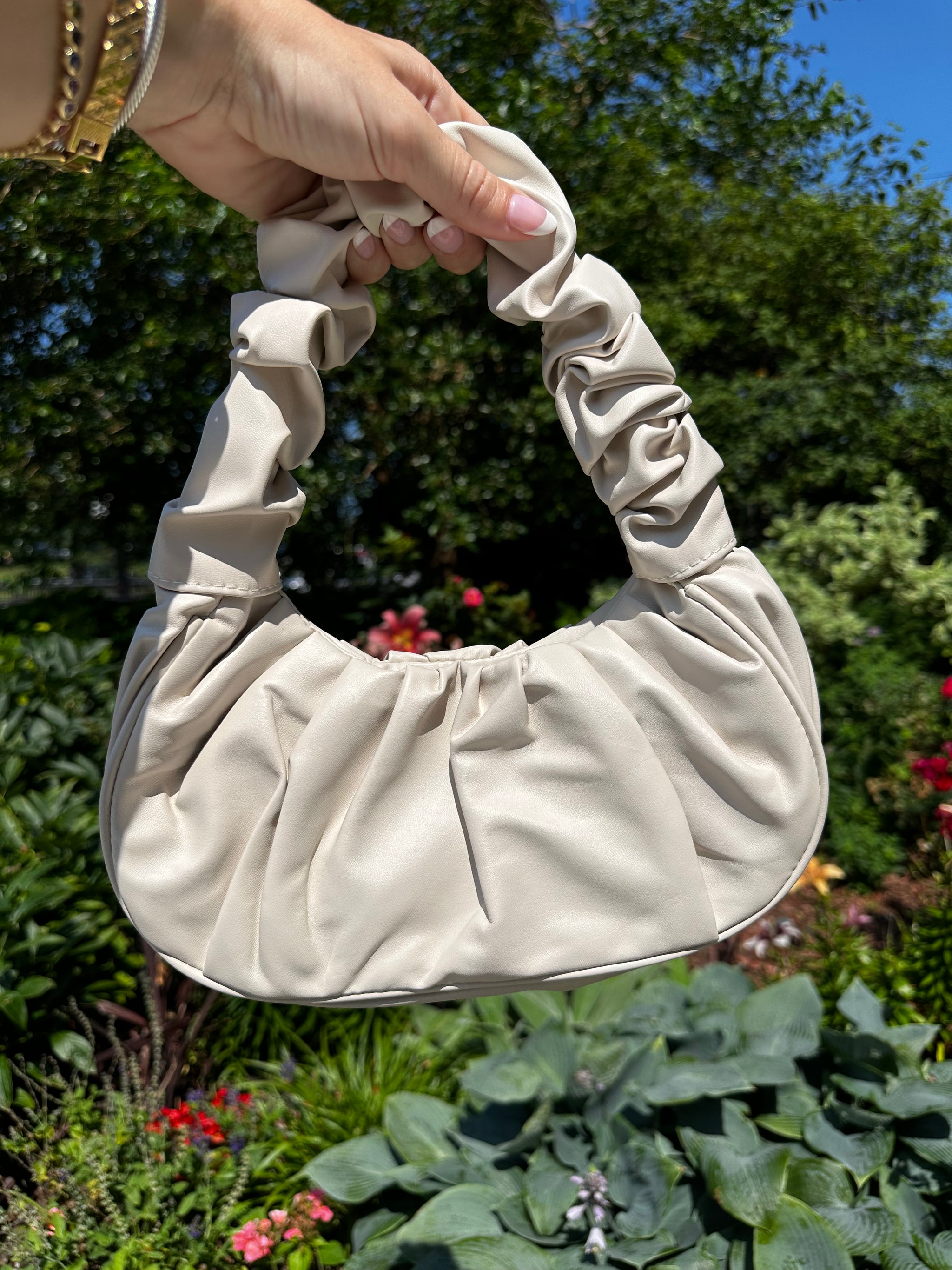 Scrunchy White Shoulder Bag – Handle With Care Scrunchy White Shoulder Bag – Handle With Care